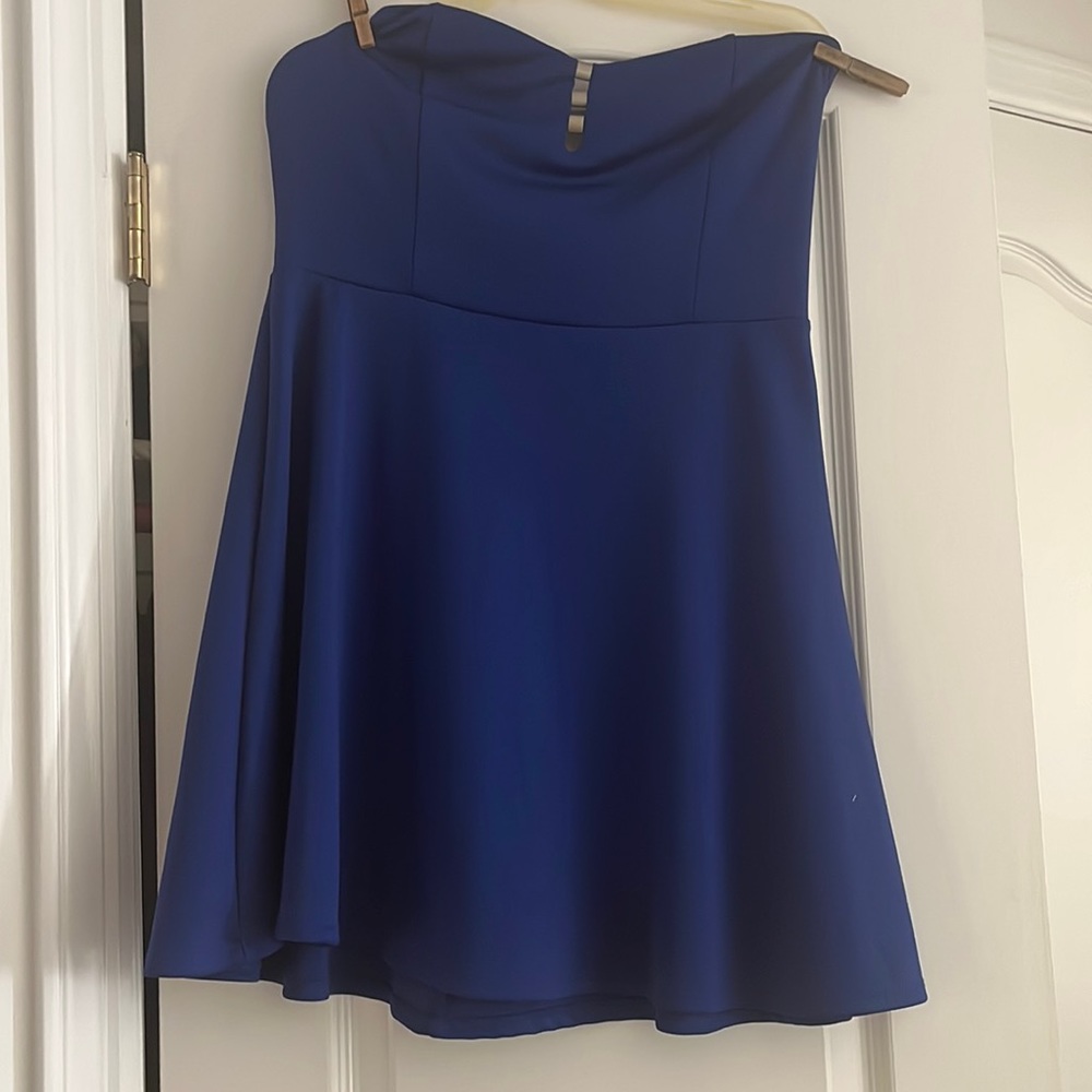 Short royal blue strapless dress